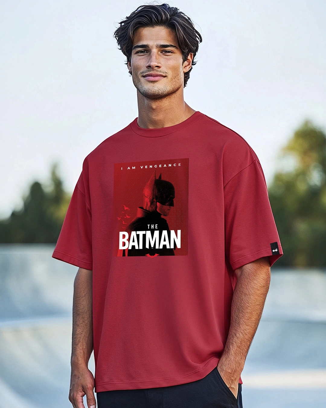 men s red the batman graphic printed oversized t shirt 480316 1737366167 1